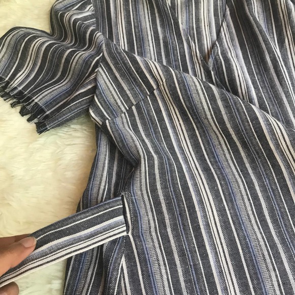 Cotton Candy LA Mini‎ Dress Womens Medium Hartwood Blue Striped True Wrap Fringe - Picture 9 of 15